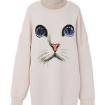 1/ Un pull blanc « Loose fit cat Print »